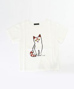 MUVEIL(ミュベール) ネコプリントTシャツ black - YAMAROKU