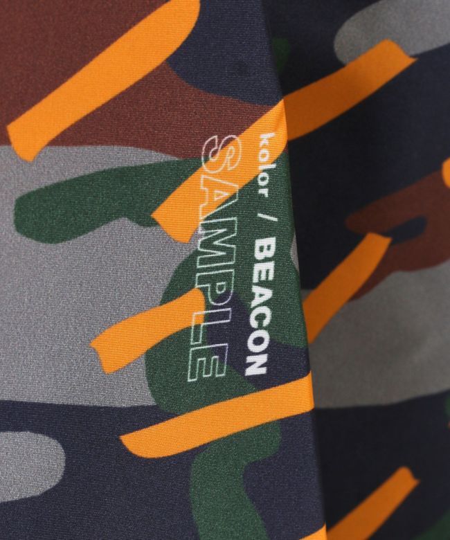【kolor BEACON(カラービーコン)】 ナイロンカモフラプリントオープンカラーシャツ