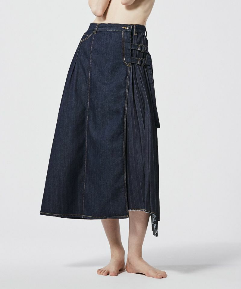 JAPAN DENIM(ジャパンデニム)】 EZUMI _ WRAP PLEATS DENIM SKIRT  