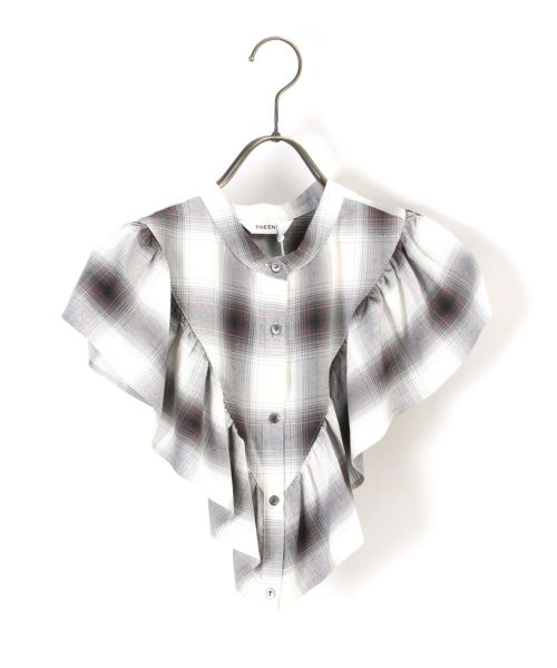 PHEENY(フィーニー)】 Rayon ombre check frill bib｜PARIGOT ONLINE