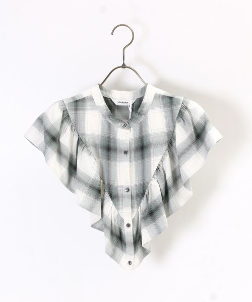 PHEENY(フィーニー)】 Rayon ombre check frill bib｜PARIGOT ONLINE