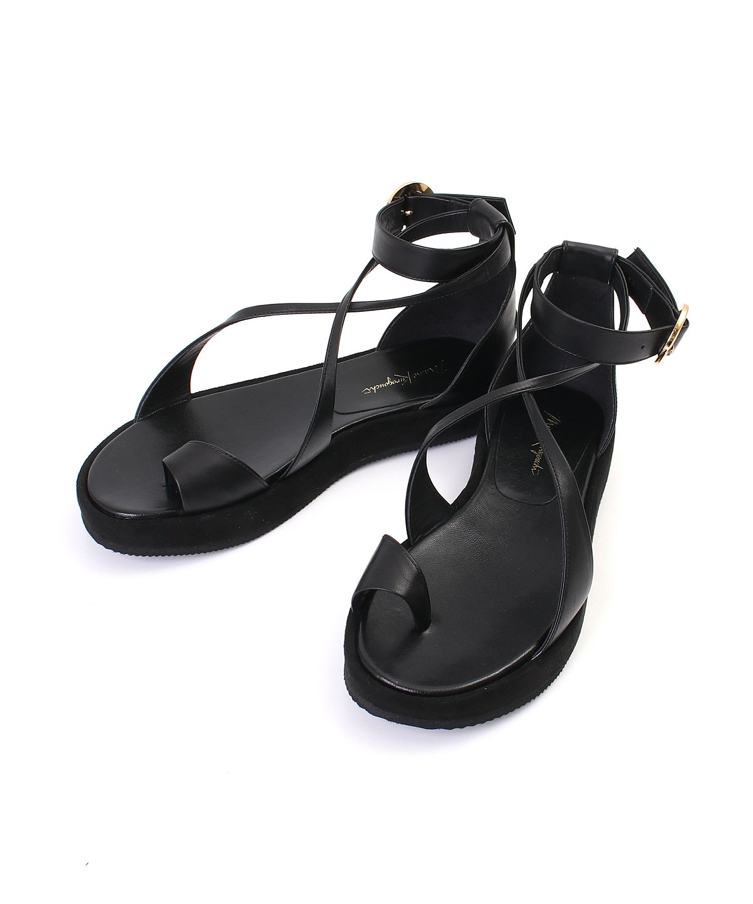 Mame Kurogouchi(マメ クロゴウチ)】 Curved Line Ankle Strap Sandals 