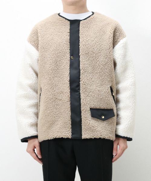 CULLNI(クルニ)】 Wool Mix Boa Collarless Riders Blouson｜PARIGOT