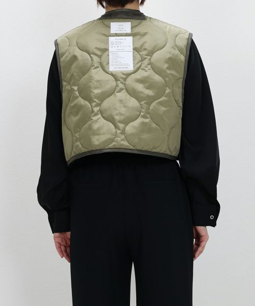 新品タグ付◉HYKE QUILTED CROPPED VEST◉オリーブ クリアランス販売