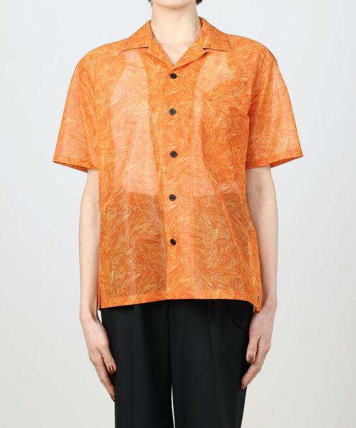 【TOGA PULLA(トーガプルラ)】 Mesh marble print　S/S shirt｜PARIGOT ONLINE（パリゴオンライン）
