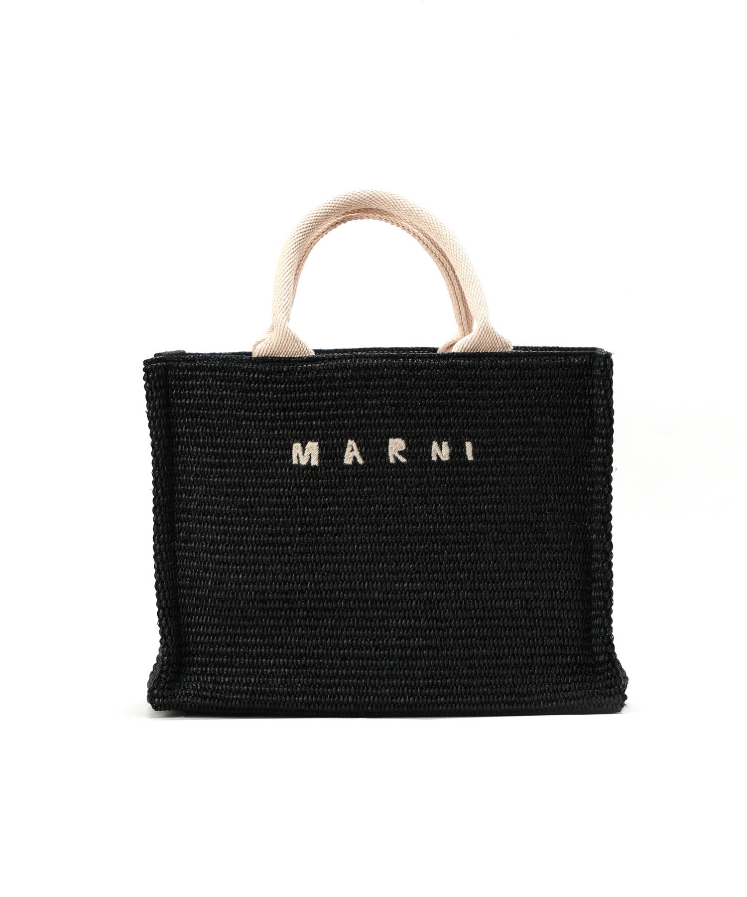マルニ SMALL RAFFIA 割れる TOTE BAG 黒 SHMP0077U0 