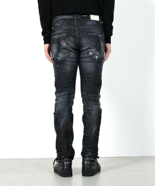 DSQUARED2(ディースクエアード)】 BLACK RIPPED LEATHER WASH SKATER