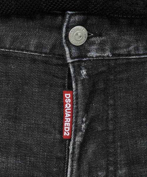 【DSQUARED2(ディースクエアード)】 BLACK RIPPED LEATHER WASH SKATER JEANS