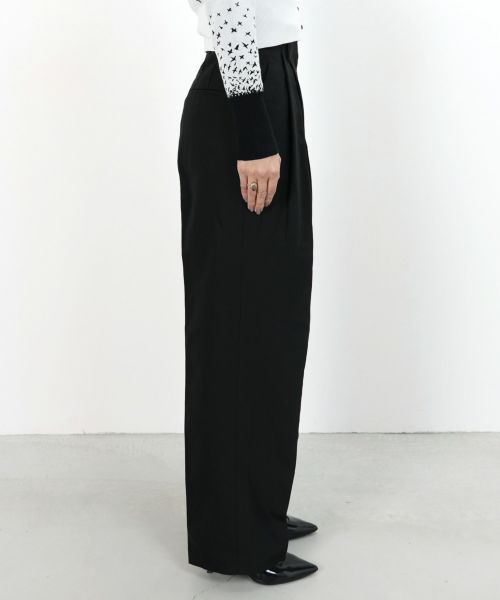 脇丈95cmスカート丈94cmmame Cotton Linen Twill Skirt - black