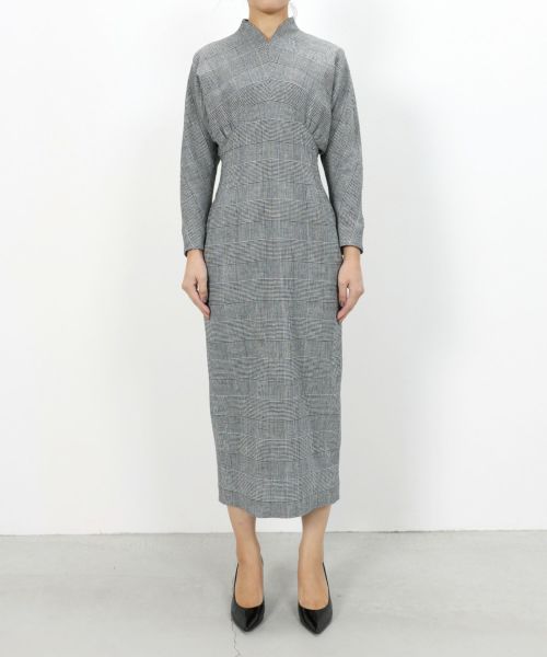 Mame Kurogouchi(マメ クロゴウチ)】 Houndstooth Geometric Plaid Dress｜PARIGOT  ONLINE（パリゴオンライン）