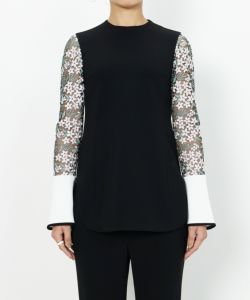 Mame Kurogouchi(マメ クロゴウチ)】 Floral Lace Sleeve Shirt 