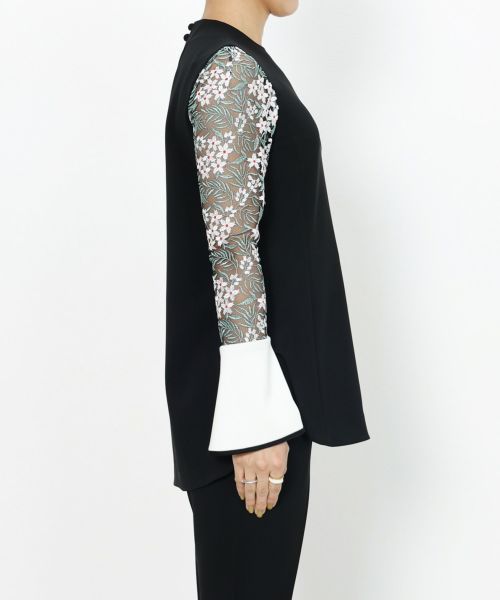 Mame Kurogouchi(マメ クロゴウチ)】 Floral Lace Sleeve Shirt 
