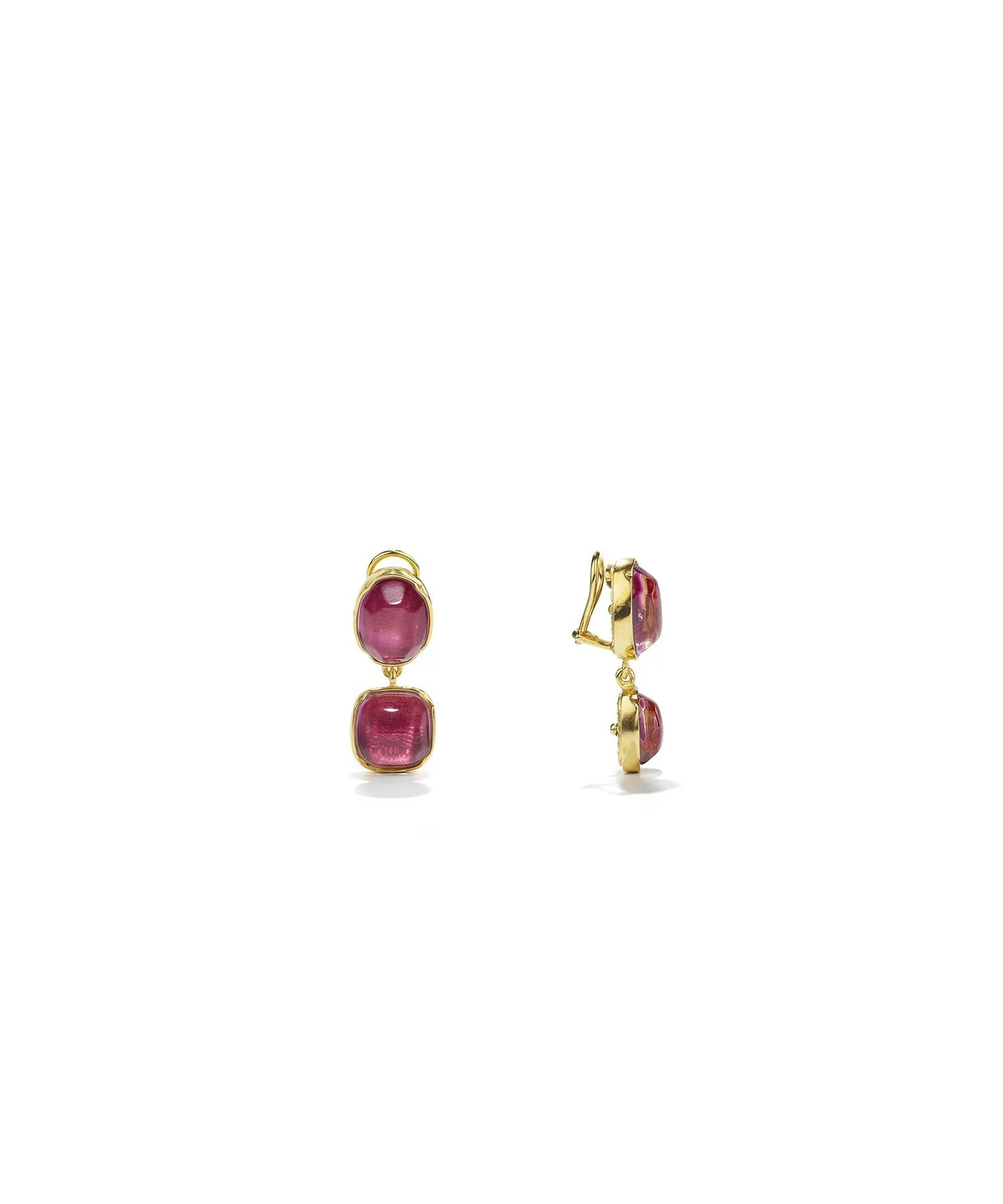 GOOSSENS Paris(グーセンスパリ)】 Cabochonstwo pendants earrings 