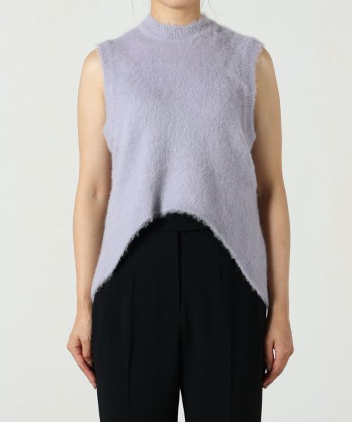 マメ Brused Alpaca Sleeveless Knitted Top