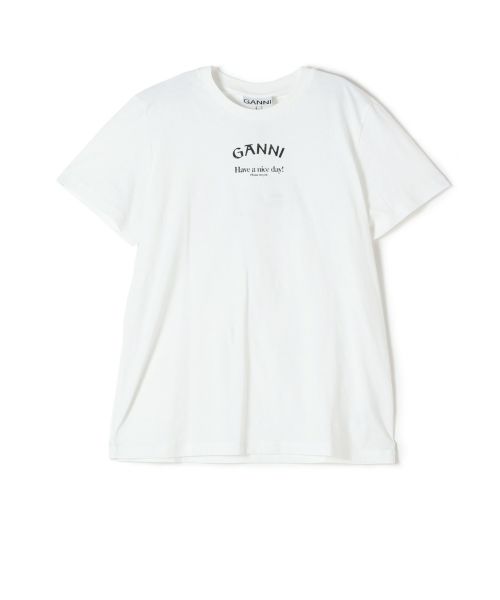 GANNI(ガニー)】 WHITE RELAXED O-NECK T-SHIRT｜PARIGOT ONLINE