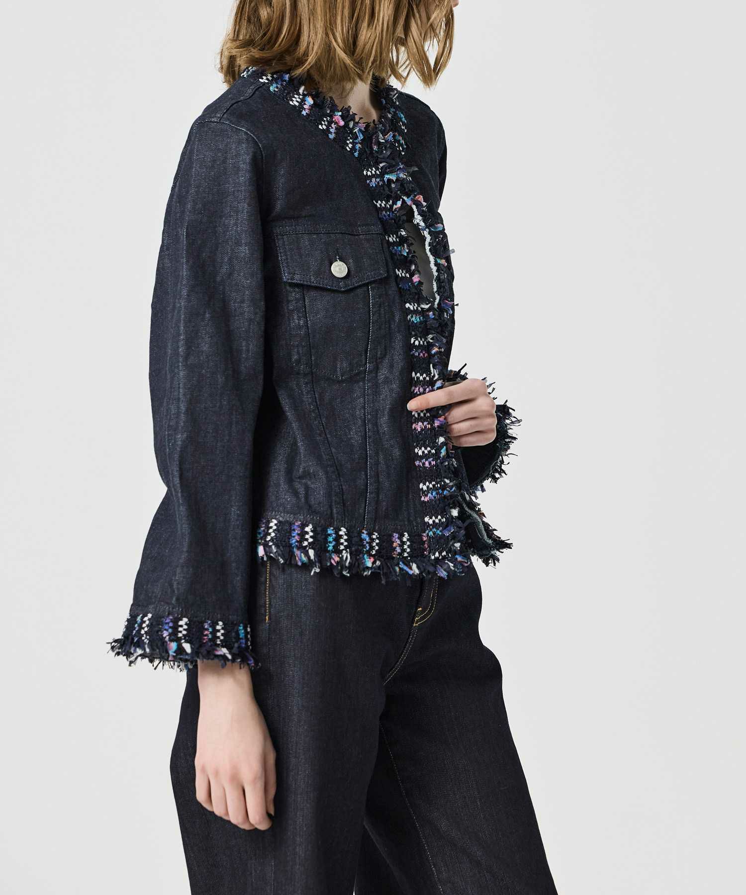 JAPAN DENIM(ジャパンデニム)】 COOHEM_TWEED FRINGE NO COLLAR JACKET