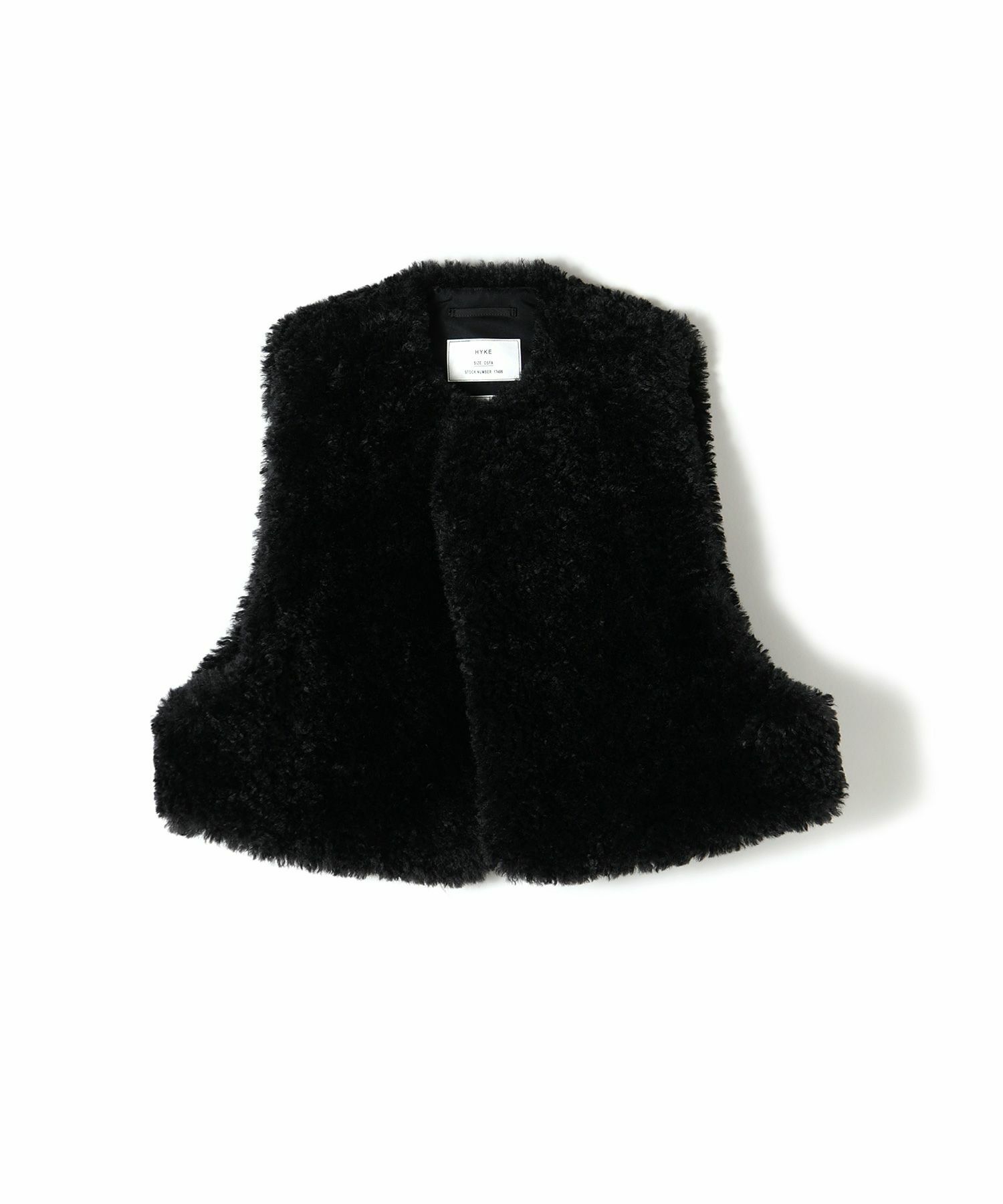HYKE】23AW FAUX SHEARLING CROPPED VEST 黒