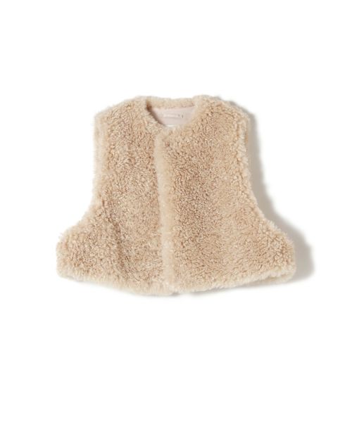 HYKE新品　HYKE FAUX SHEARLING クロップドファーベスト　オリーブ