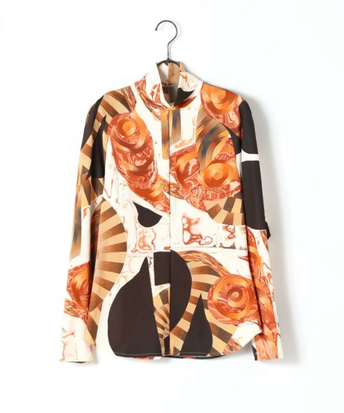 Marble Print High Neck Jersey Top