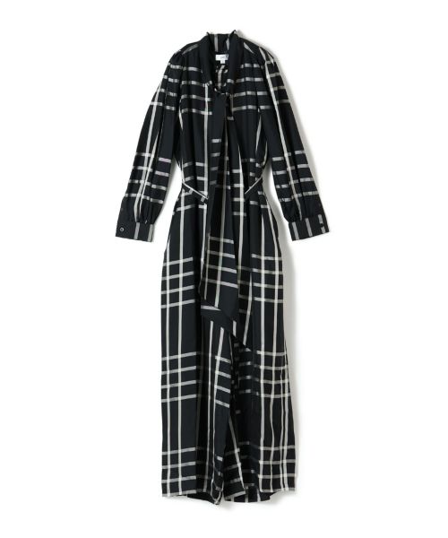 HYKE(ハイク)】 CUPRO CHECK PUSSY-BOW JUMPSUIT｜PARIGOT ONLINE