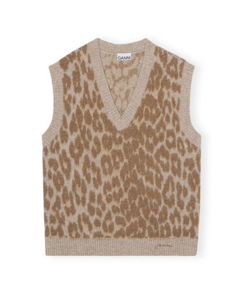 GANNI(ガニー)】 LEOPARD JACQUARD OVERSIZED VEST｜PARIGOT