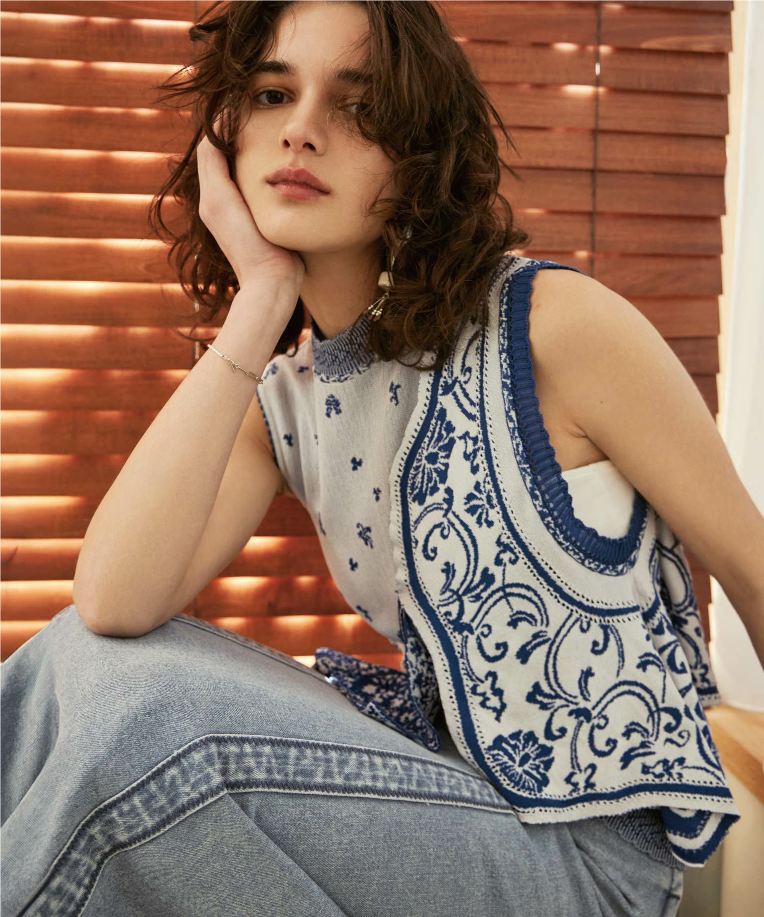 Mame Kurogouchi(マメ クロゴウチ)】 Asymmetric Pattern Knitted Top 