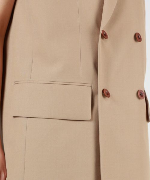 HYKE(ハイク)】DOESKIN DOUBLE-BREASTED SLEEVLESS BLAZER