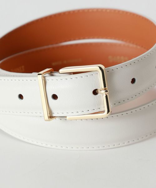 【美品】メゾンボワネ レザーベルト ロング ナロー ホワイト ゴールド MAISON BOINET(メゾンボワネ)】 レザーベルト|PARIGOT ONLINE