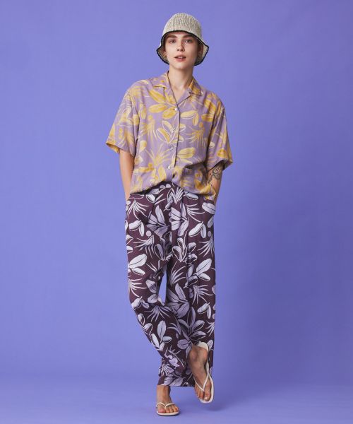 PHEENY] フィーニー Rayon botanical print L/S shirt(BURGUNDY