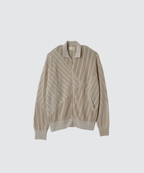 YOKE(ヨーク)】 COTTON MESH STRIPE ZIP-UP CARDIGAN｜PARIGOT ONLINE