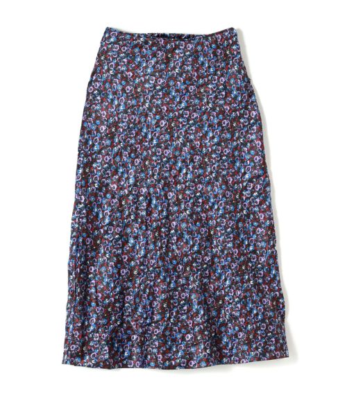 GANNI(ガニー)】 FLORAL CRINKLED SATIN MIDI SKIRT｜PARIGOT ONLINE