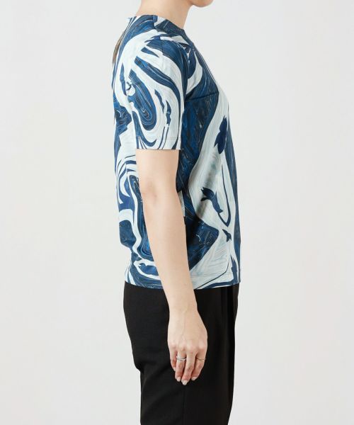 Mame Kurogouchi(マメ クロゴウチ)】Marble Print Jersey Crew Neck Top｜PARIGOT  ONLINE（パリゴオンライン）