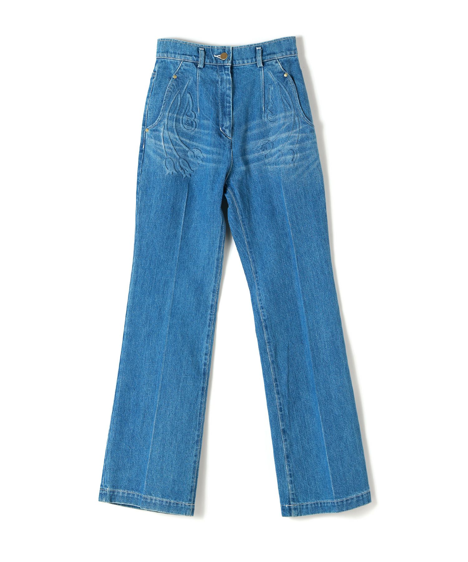 Mame Kurogouchi(マメ クロゴウチ)】 Floral Embossed Flare Jeans  