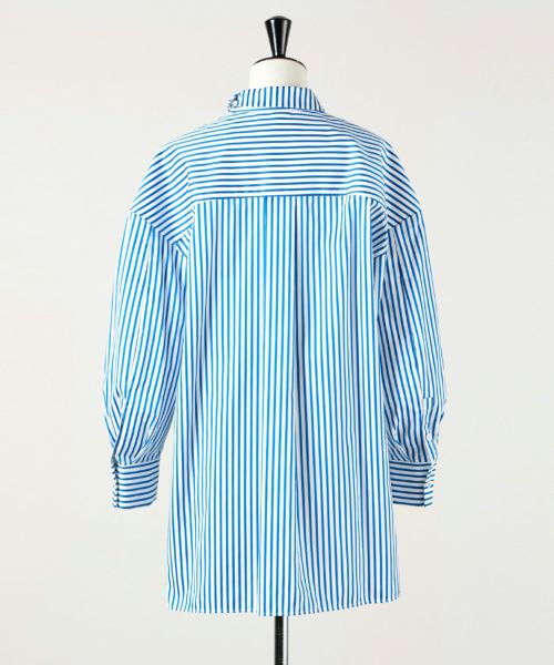 ENFOLD(エンフォルド)】 STRIPE STAND-NECK WIDE-SHOULDER SHIRT