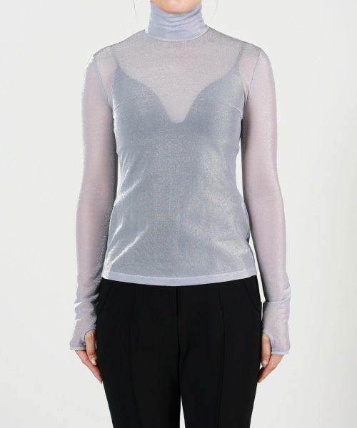 Mame Kurogouchi(マメ クロゴウチ)】 Lame Jersey High Neck Sheer Top｜PARIGOT  ONLINE（パリゴオンライン）