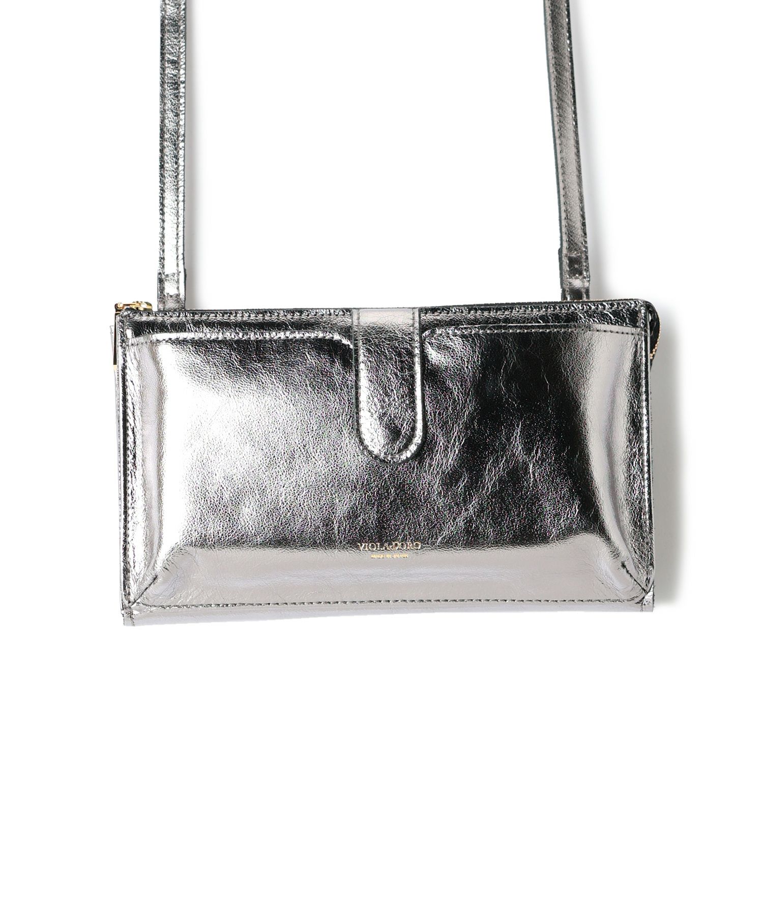 VIOLAd'ORO(ヴィオラドーロ)】 メタリックレザー 横型スマートフォン