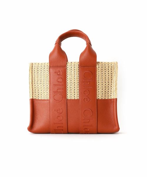 【8/20までの出品】Chloe リネン製　WOODY トートバッグ リネン製Woodyスモールトートバッグ White - Blue - Chloé