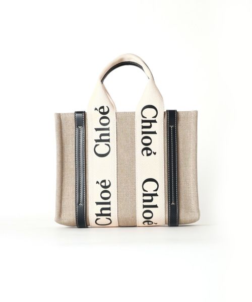 Chloe(クロエ)】 リネン製WOODYスモールトートバッグ|PARIGOT Chloe(クロエ)】 リネン製WOODYスモールトートバッグ|PARIGOT
