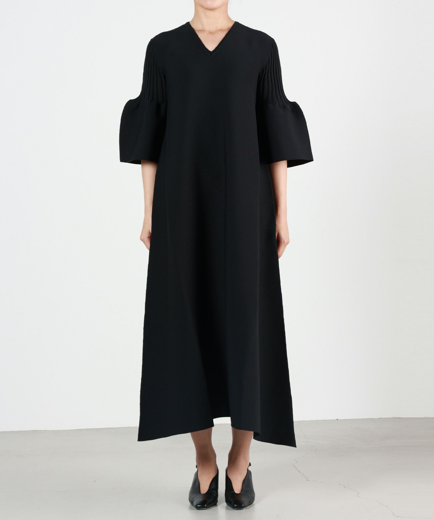 CFCL(シーエフシーエル)】 POTTERY SHORT BELL SLEEVE FLARE DRESS 
