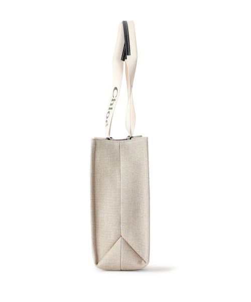【Chloe】リネン製Woodyトートバッグ Brown Chloé リネン＆レザー製Woodyトートバッグ の茶色 | Chloé JP