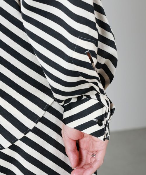 HYKE(ハイク)】 STRIPE HAMMER SATIN BLOUSE｜PARIGOT ONLINE