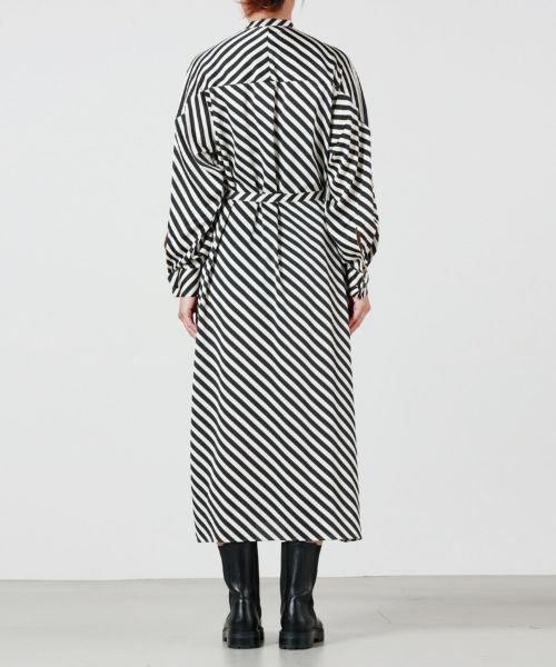 HYKE(ハイク)】 STRIPE HAMMER SATIN DRESS｜PARIGOT ONLINE（パリゴオンライン）