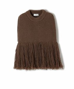 【HYKE(ハイク)】 WOOL RIBBED SWEATER TOP WITH FRINGE｜PARIGOT ONLINE（パリゴオンライン）