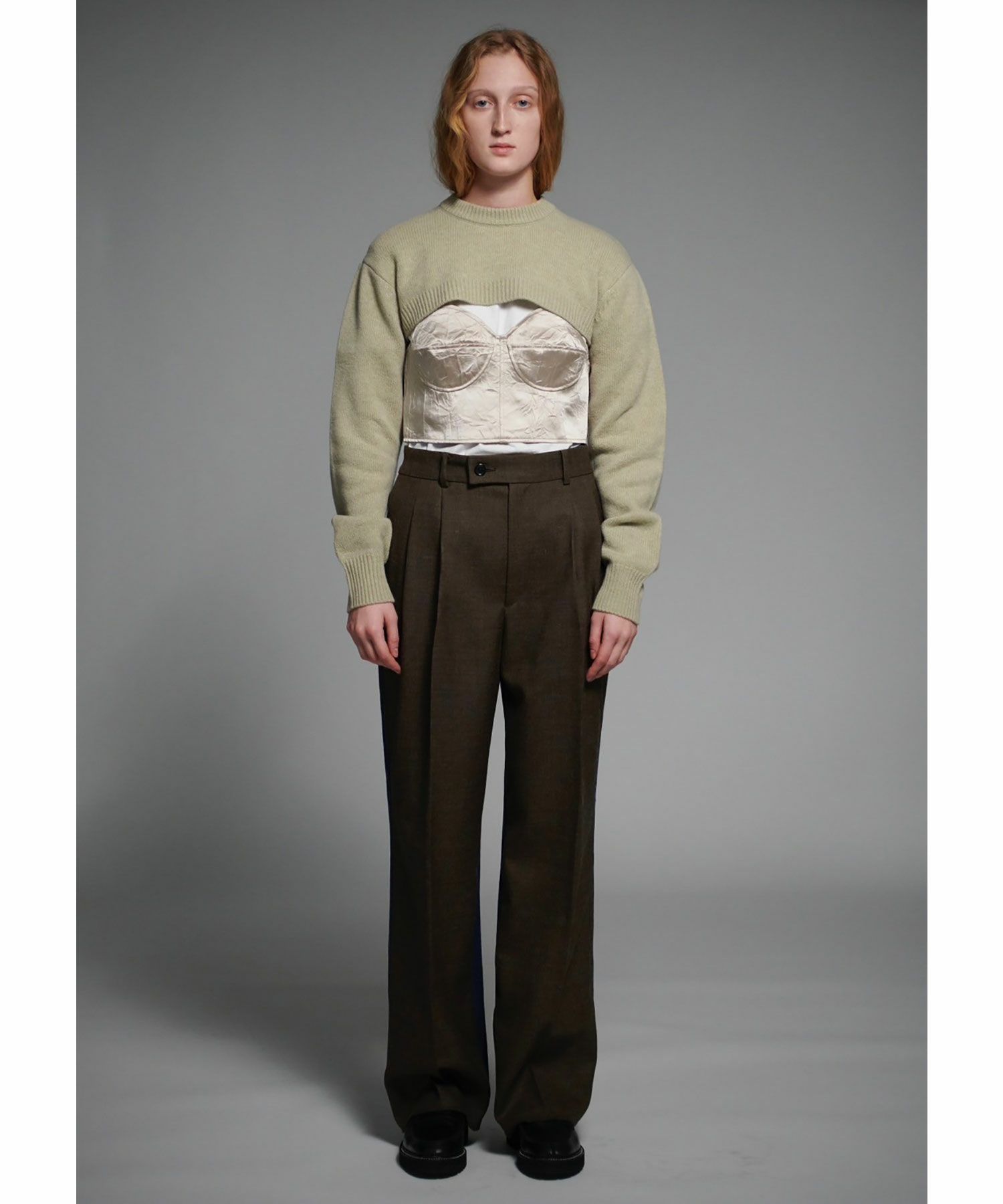 INSCRIRE(アンスクリア)】 Elbow Patch Cropped Knit｜PARIGOT ONLINE