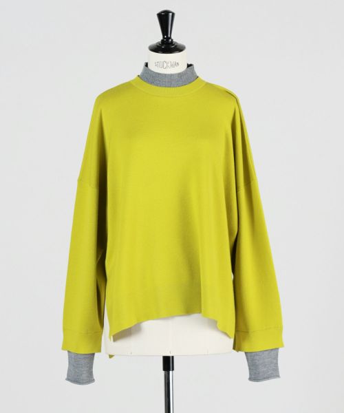 ENFOLD(エンフォルド)】 LAYERED NECK BOX PULLOVER｜PARIGOT