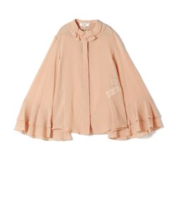 Chloé クロエ　シルクジョーゼット製フルイドブラウス サンドブラウン シルクジョーゼット＆レース製フルイドブラウス 白 - Chloé