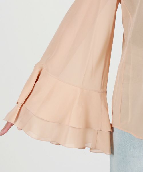 Chloé クロエ　シルクジョーゼット製フルイドブラウス サンドブラウン Chloe(クロエ)】 シルクジョーゼット製フルイドブラウス