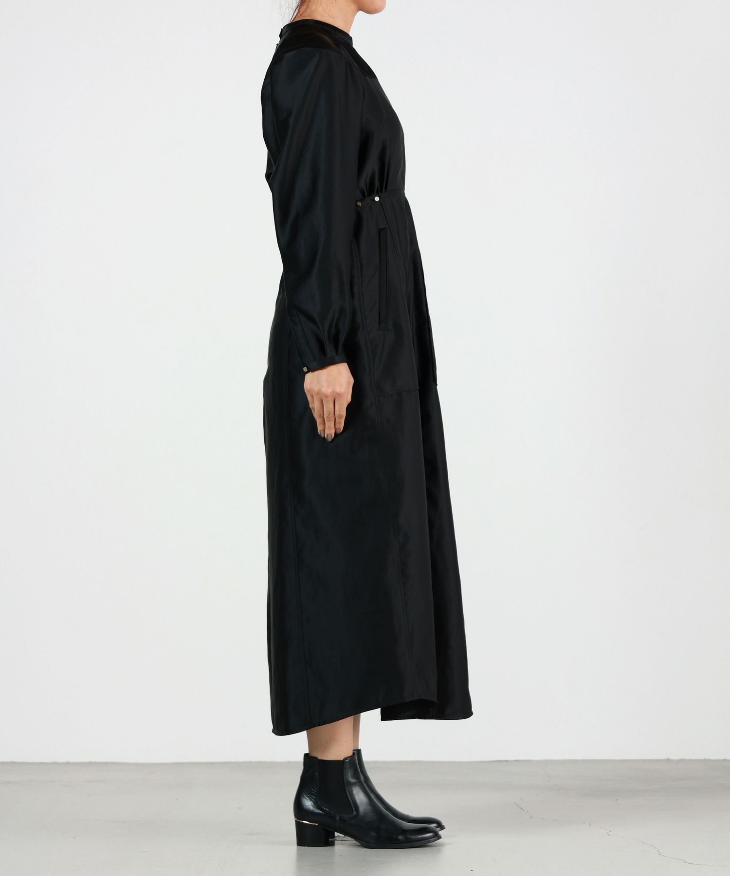 PHOTOCOPIEU プリント シルク ワンピース 36 ブラック フォトコピュー  