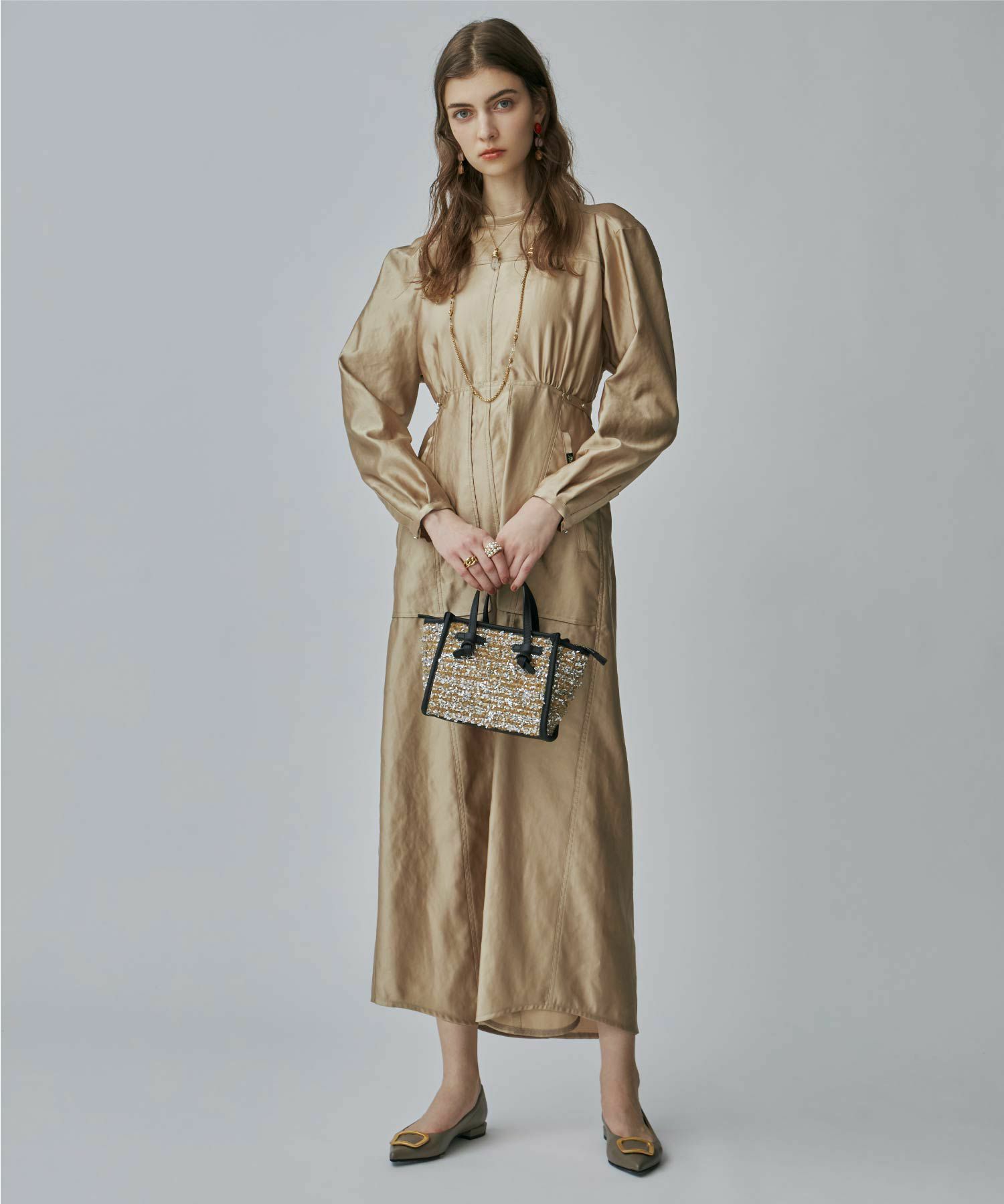 PHOTOCOPIEU プリント シルク ワンピース 36 ブラック フォトコピュー  