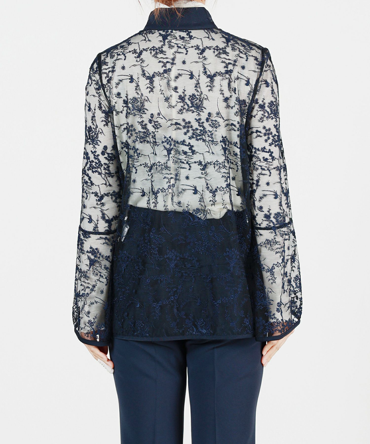 Mame Kurogouchi(マメ クロゴウチ)】 Floral Lace Stand Collar Shirt  